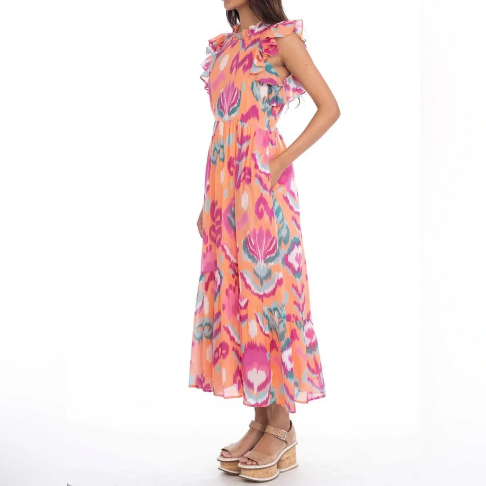 Banjanan Hannah Dress - Ikat Floral Spice - Picture 2 of 5